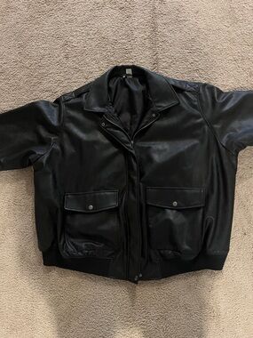 Woman’s looks like leather, bomber jacket